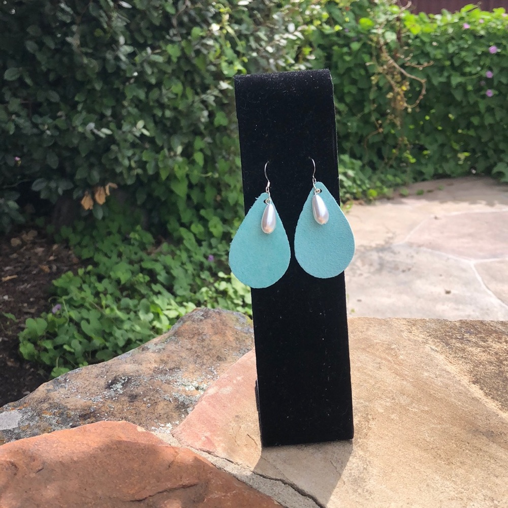 Teal Leather Drops